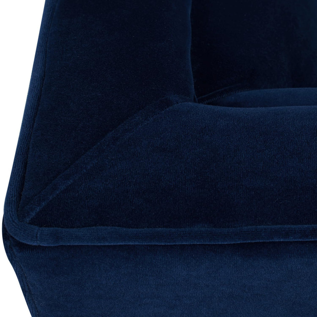 84" Tufted Navy Blue Velvet Sofa with Two Reversible Cushions W9324
