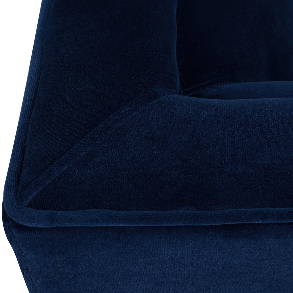 84" Tufted Navy Blue Velvet Sofa with Two Reversible Cushions W9324