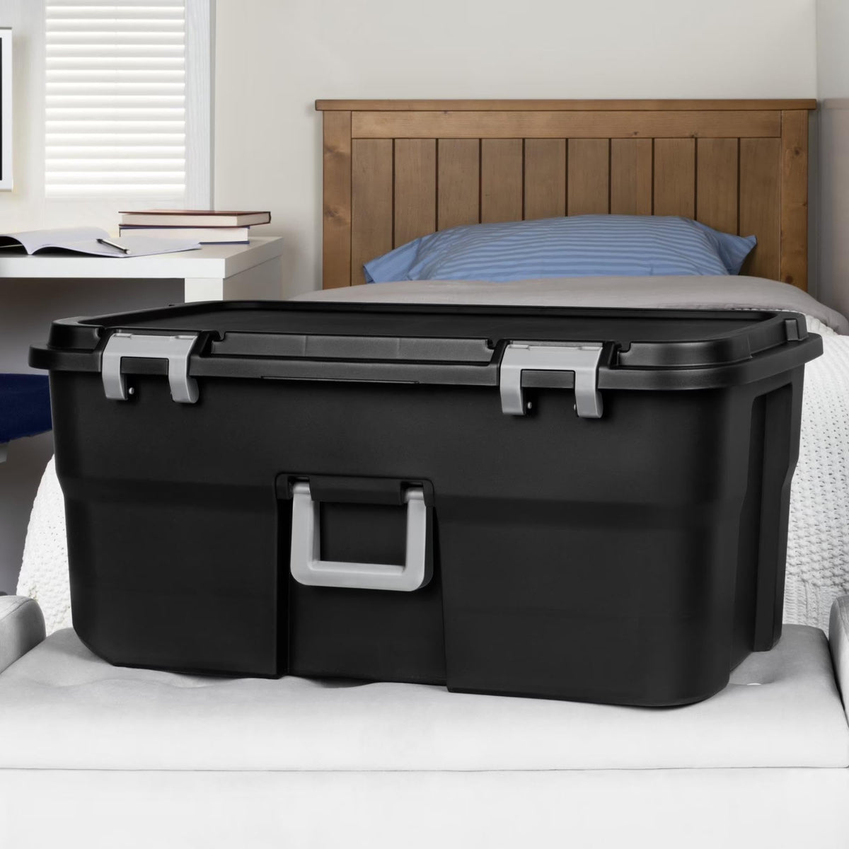 22 Gallon Black Wheeled Plastic Storage Trunk N13400