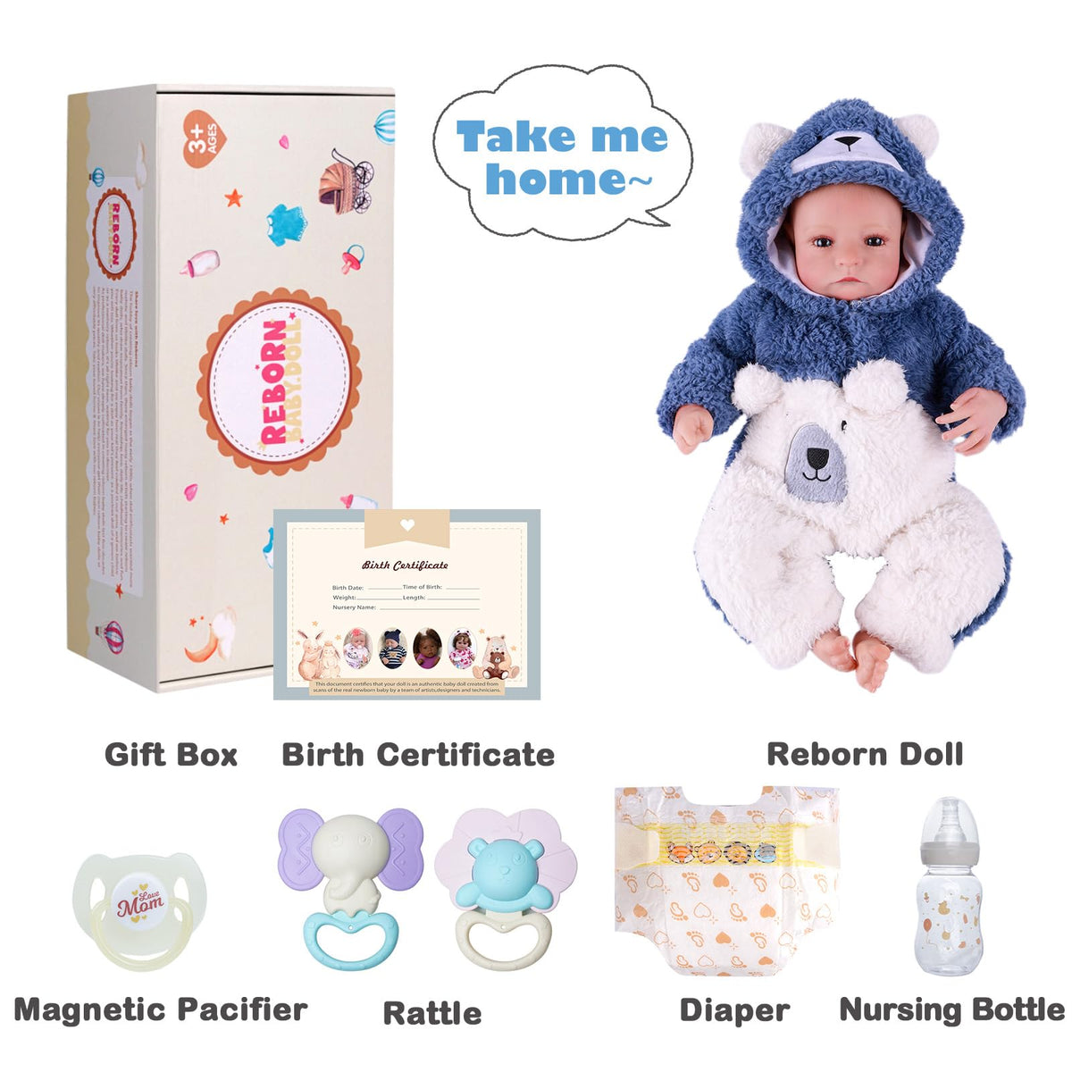 17 Inch Lifelike Reborn Baby Dolls Boy with Play Accessories Z442376