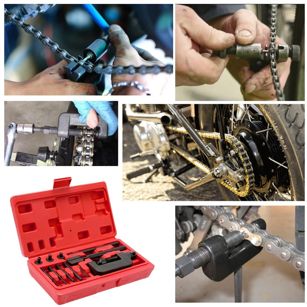Motorcycle Bike Chain Breaker Riveter Tool Set with Carry Box W19697