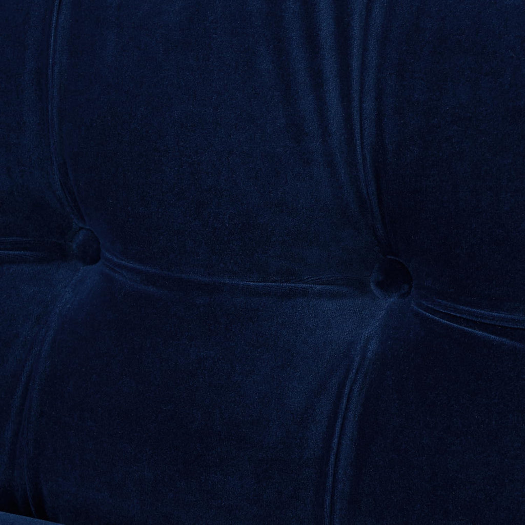 84" Tufted Navy Blue Velvet Sofa with Two Reversible Cushions W9324
