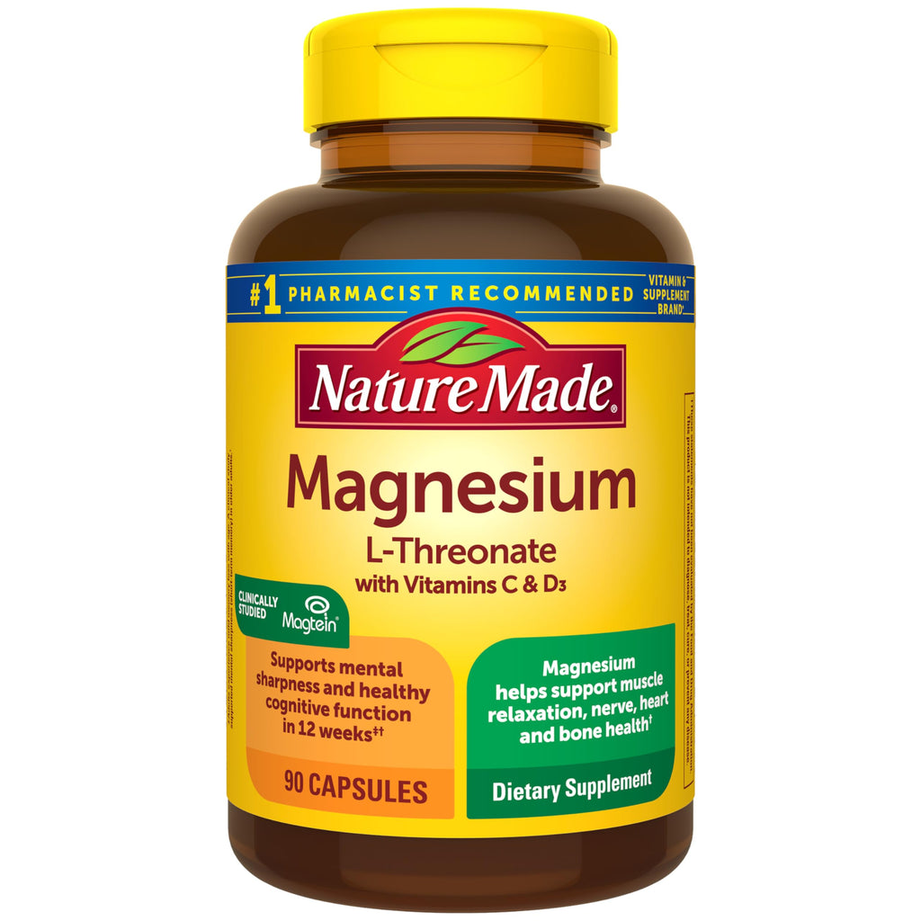 Magnesium L-Threonate with Vitamin C & Vitamin D3, 90 Capsules N1657