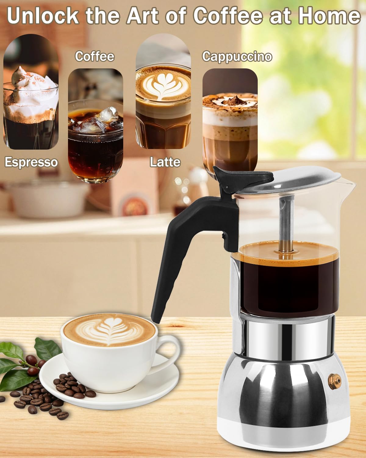 9 Cup 15 oz Stovetop Espresso Moka Pot S297