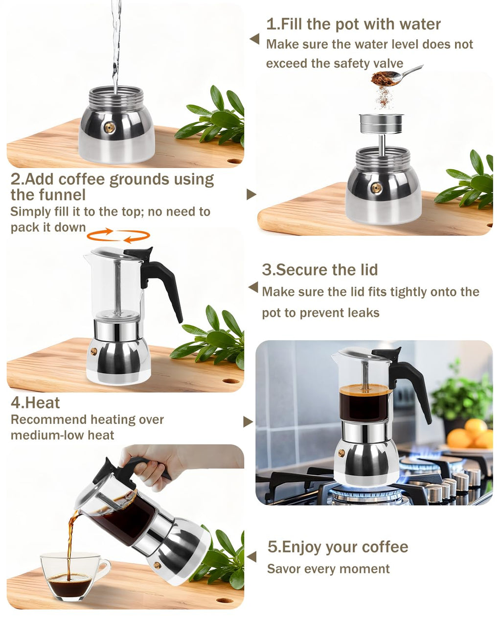 9 Cup 15 oz Stovetop Espresso Moka Pot S297