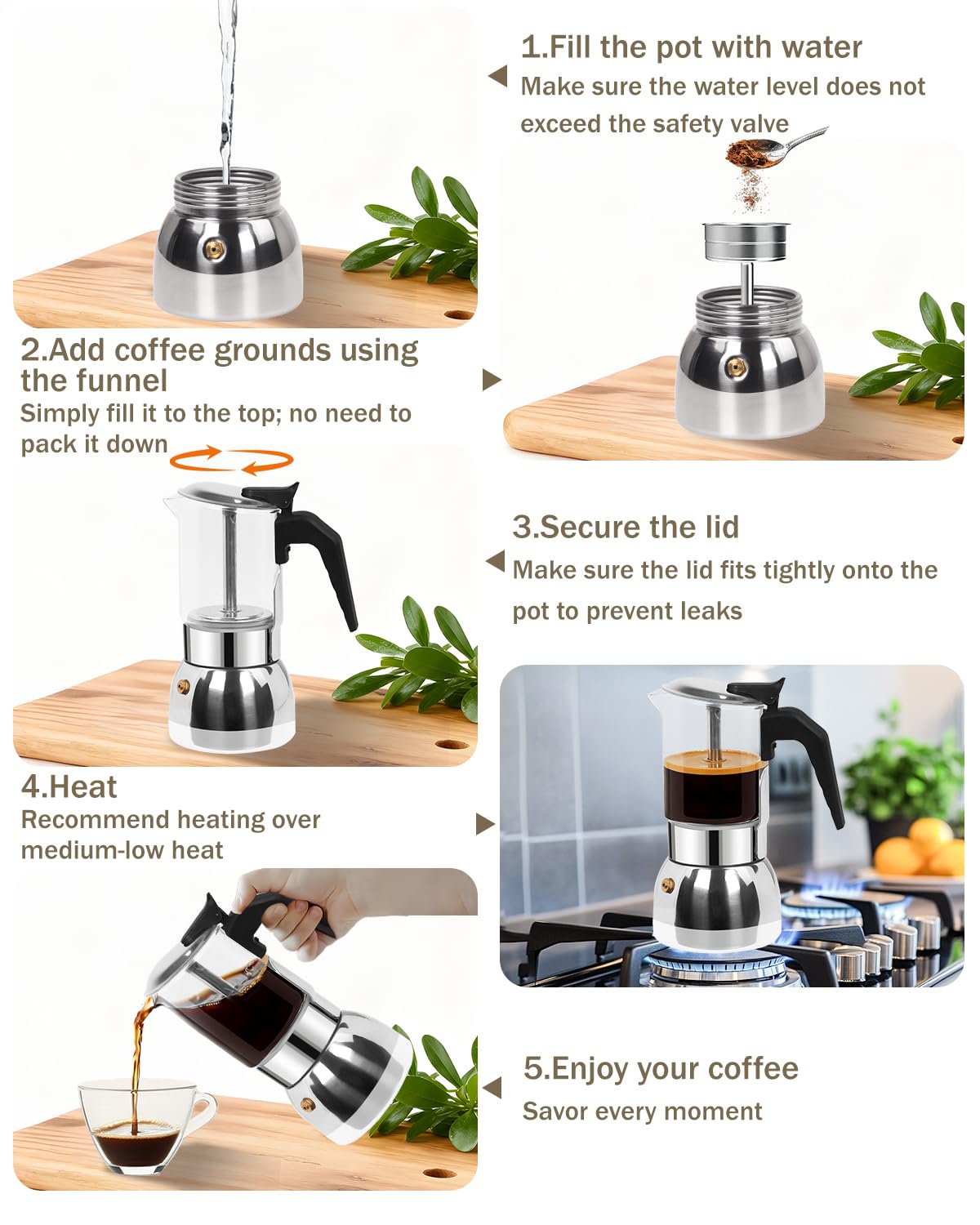 9 Cup 15 oz Stovetop Espresso Moka Pot S297