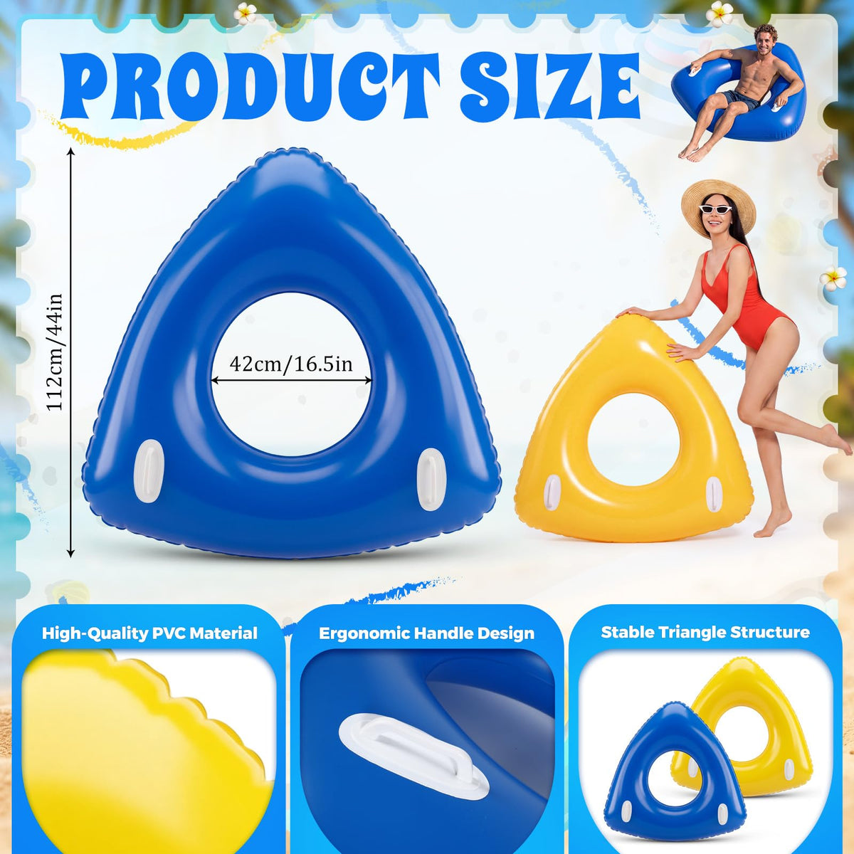 44" Large Triangular Inflatable Pool Float Tube M313119