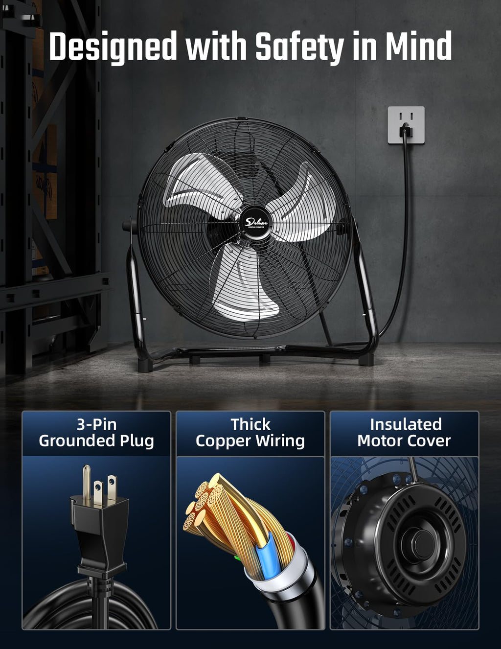 18 Inch 3-Speed Metal Floor Fan I9224