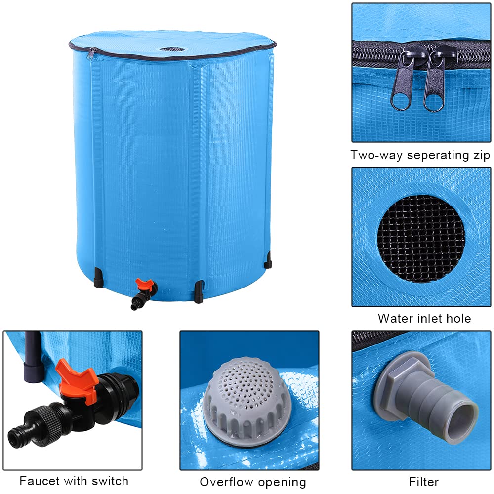 50 Gallon Collapsible Rain Barrel with Filter Spigot Overflow Kit X939