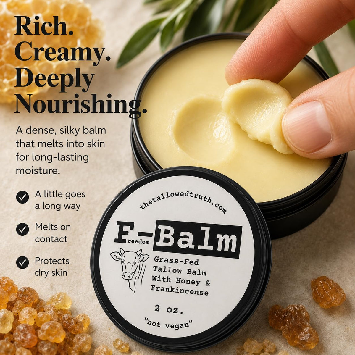 Beef Tallow and Honey Balm, 2 oz F884