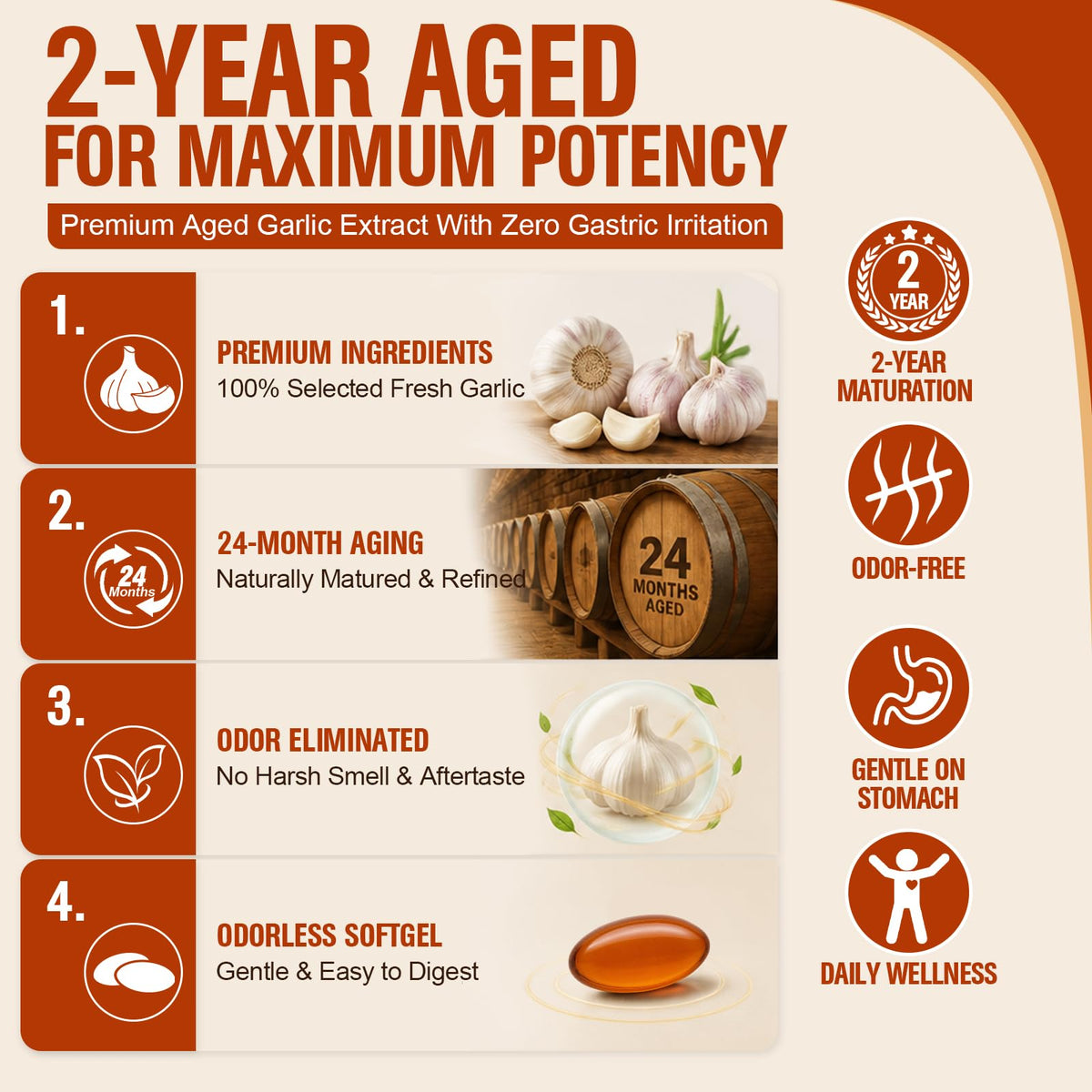 Aged Garlic Extract 1200 mg Softgels with CoQ10 Ubiquinol & Vitamin K2 180 Counts Y709
