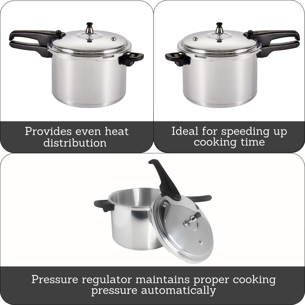 Polished Aluminum 8-Quart Pressure Cooker U6417