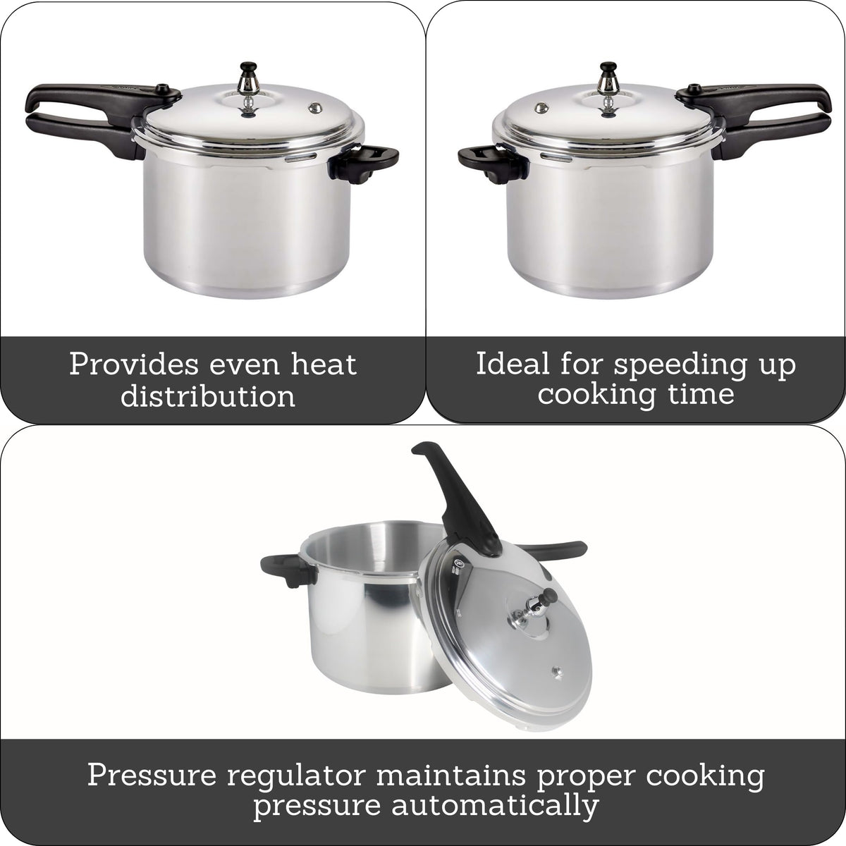 Polished Aluminum 8-Quart Pressure Cooker U6417