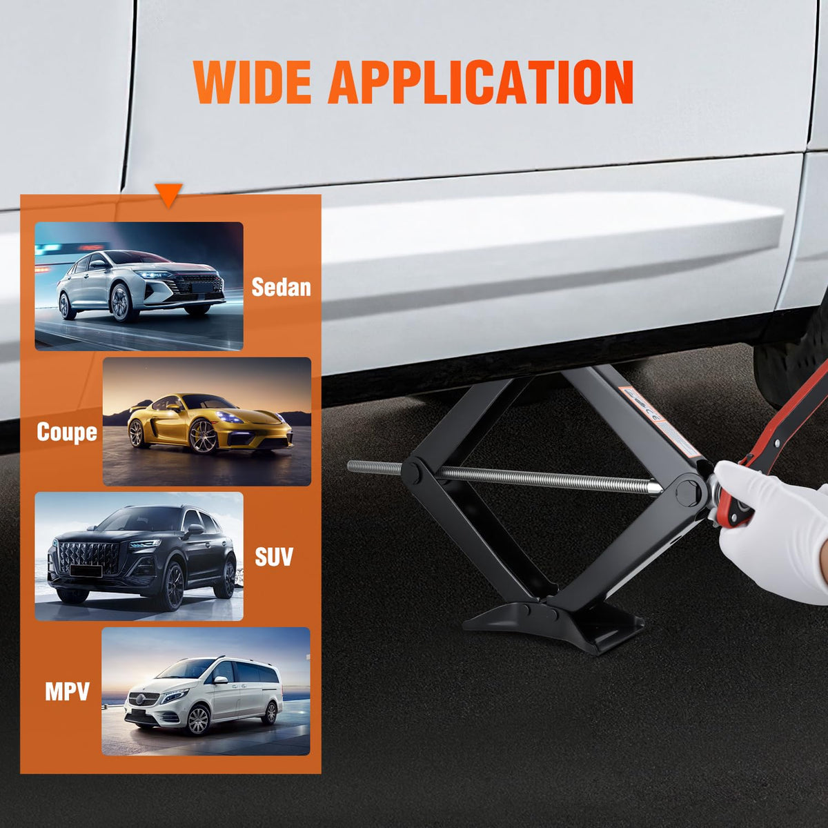 1.5 Ton Scissor Jack with Ratchet Lug Wrench J216326