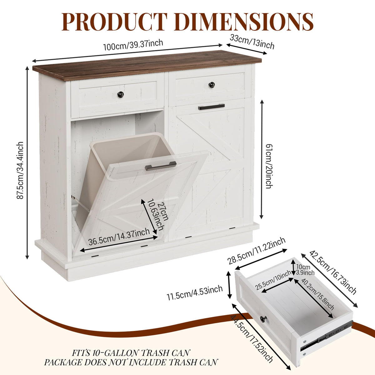 10 Gallon Double Tilt Out Trash Can Cabinet A595