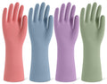 4 Pairs Reusable Rubber Cleaning Gloves with Flocked Lining and Non-Slip Grip F84369