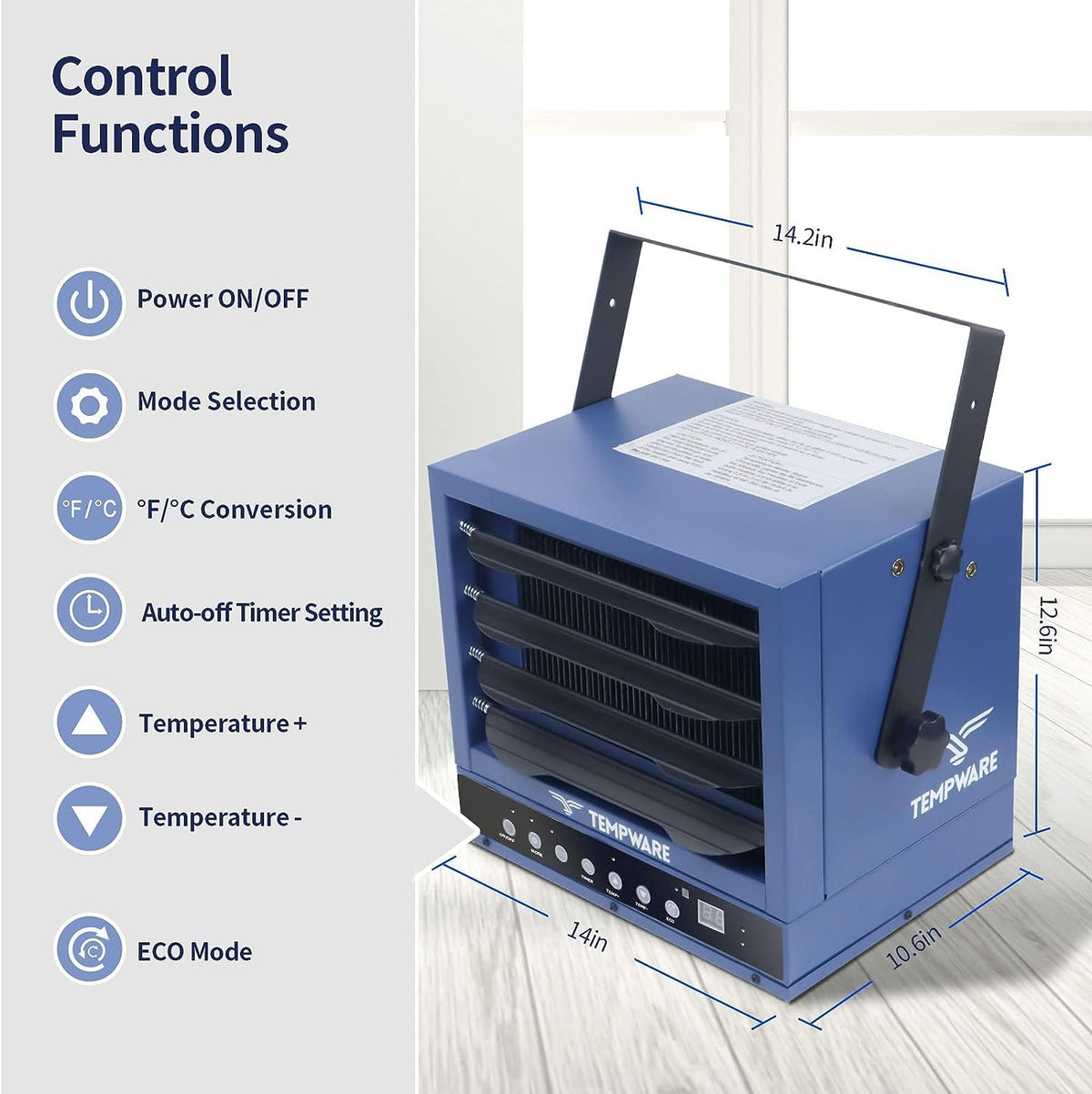 20 Inch High Velocity Floor Fan and 5000W Electric Garage Heater I800339
