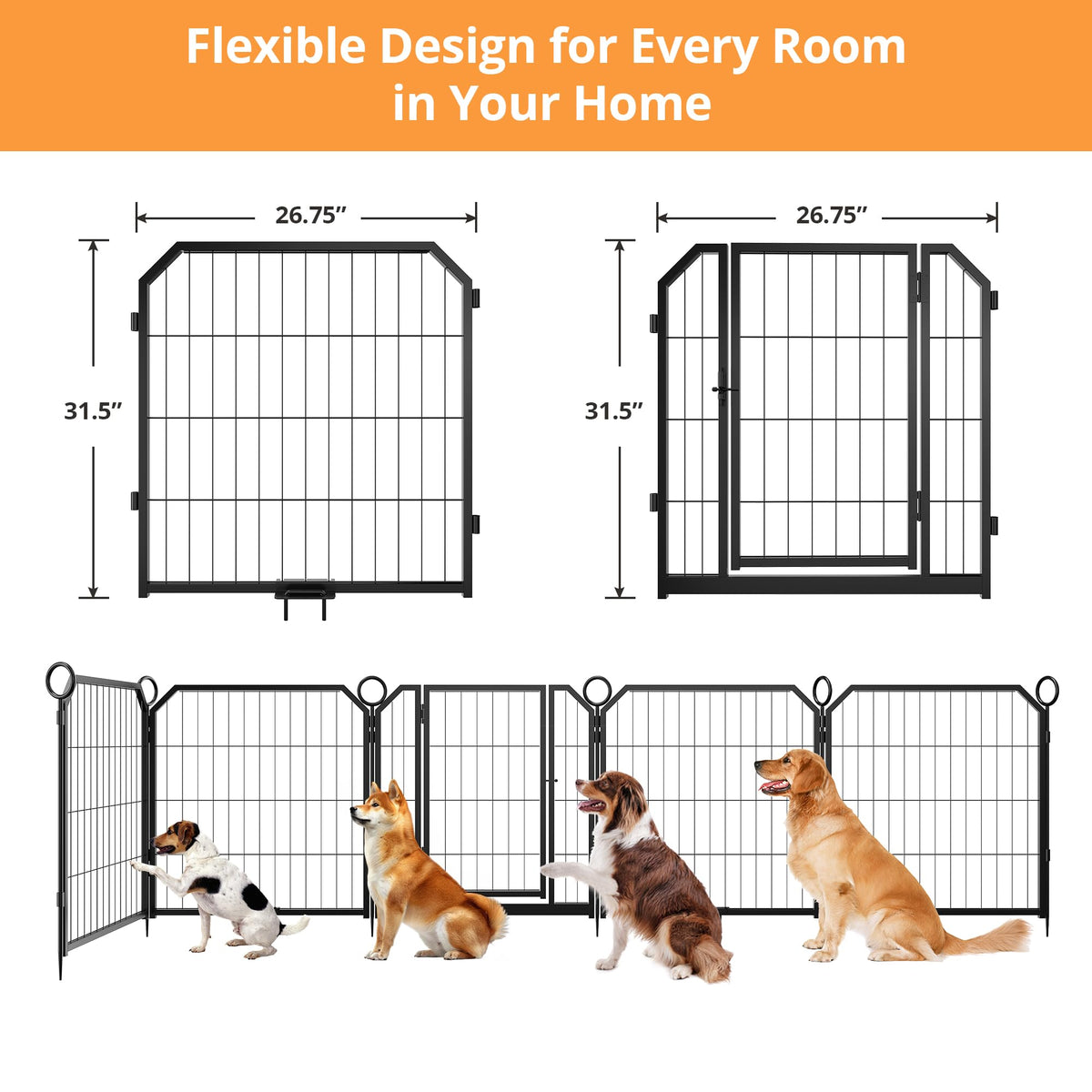 32'' 16 Panels Heavy Duty Metal Dog Playpen P909519