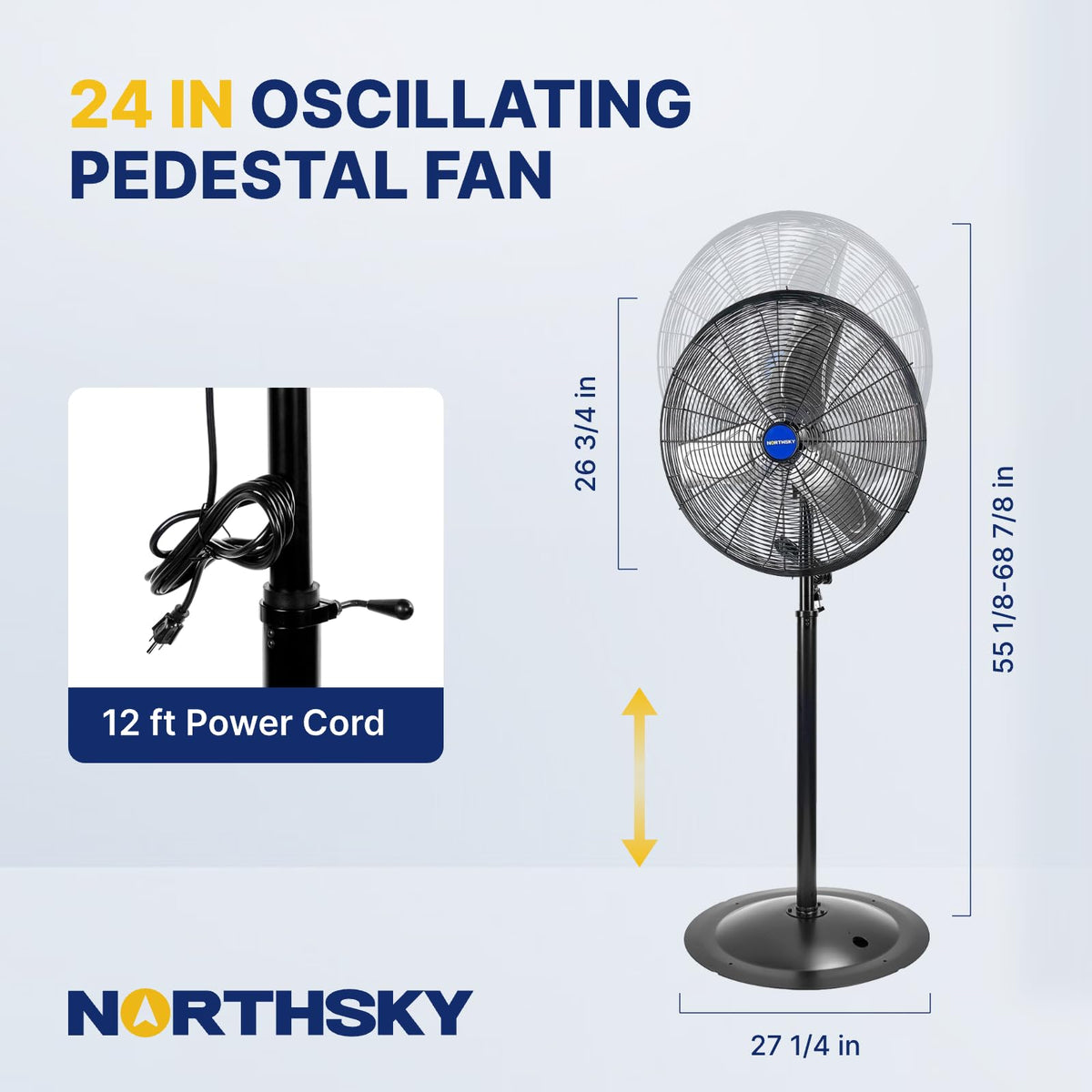 24 Inch 2 Speeds Pedestal Fan W81052