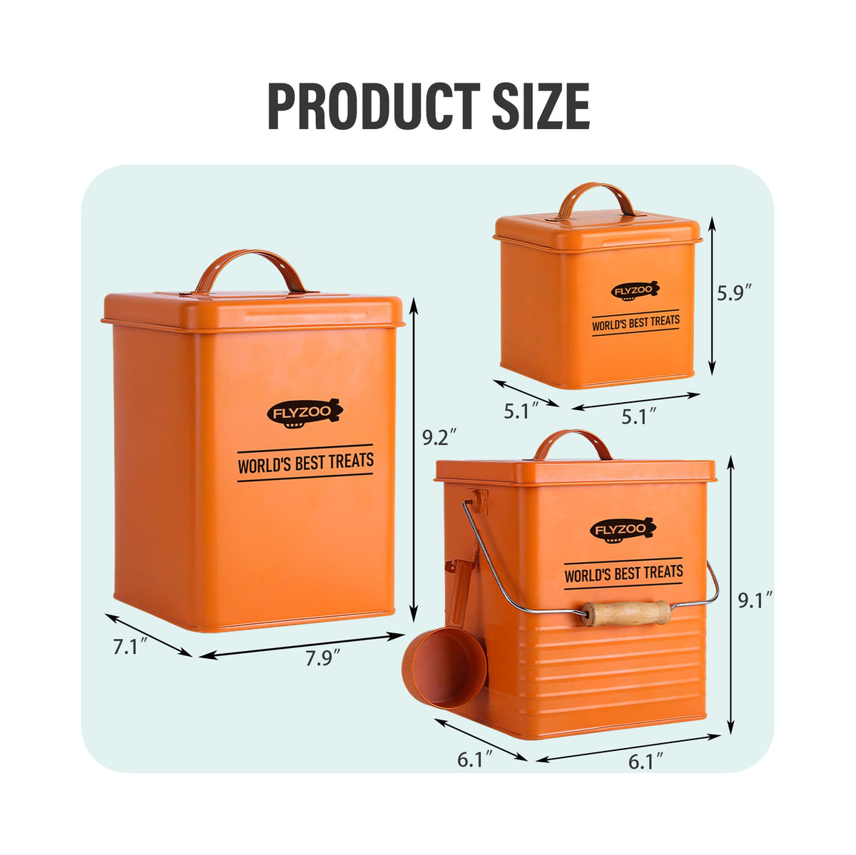 Metal Dog Food Containers with Lids and Spoon, 3 Set L153