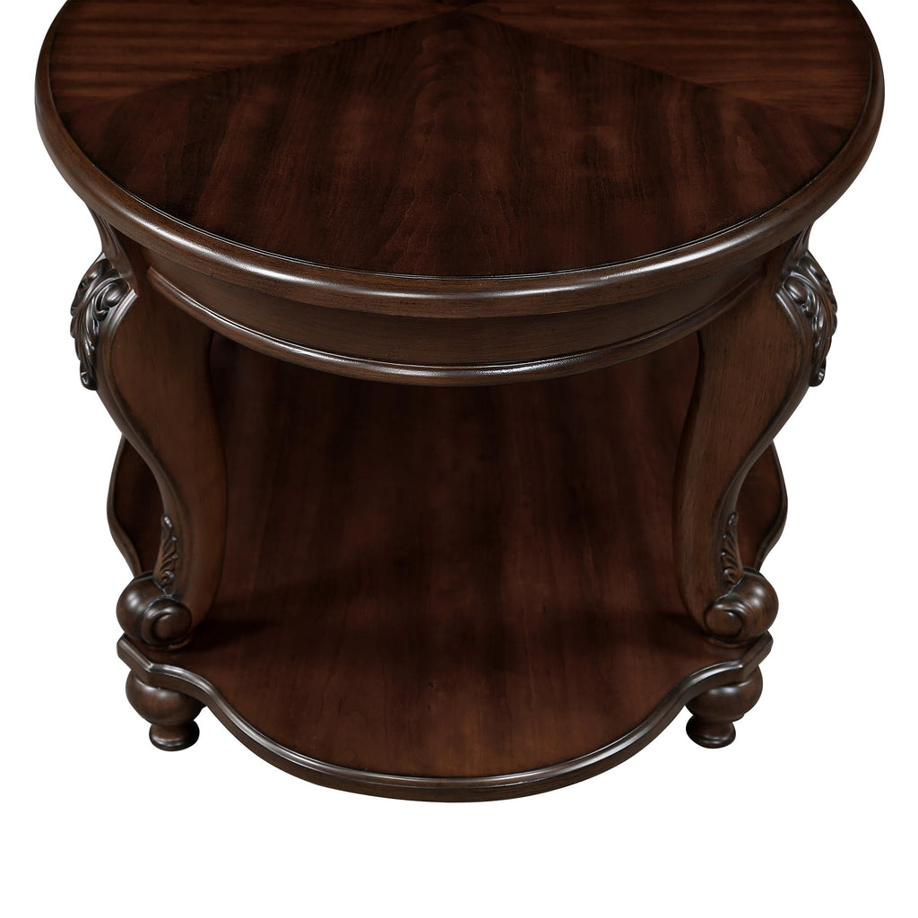 Vintage Round Wood End Side Table 22-Inch O71425