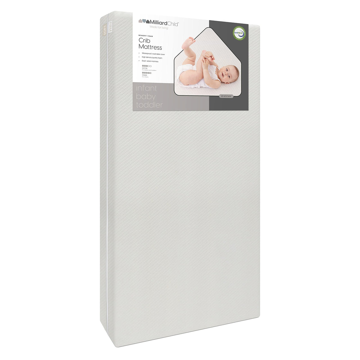 Infant Crib and Toddler Mattress, Machine Washable Waterproof Cover A4494
