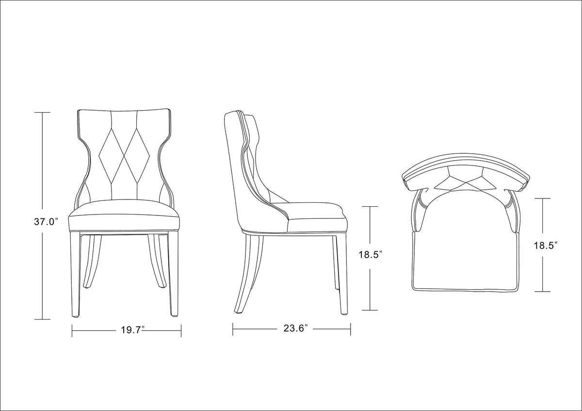 Black Upholstered Dining Chairs Set of 2 Beech Wood X6823