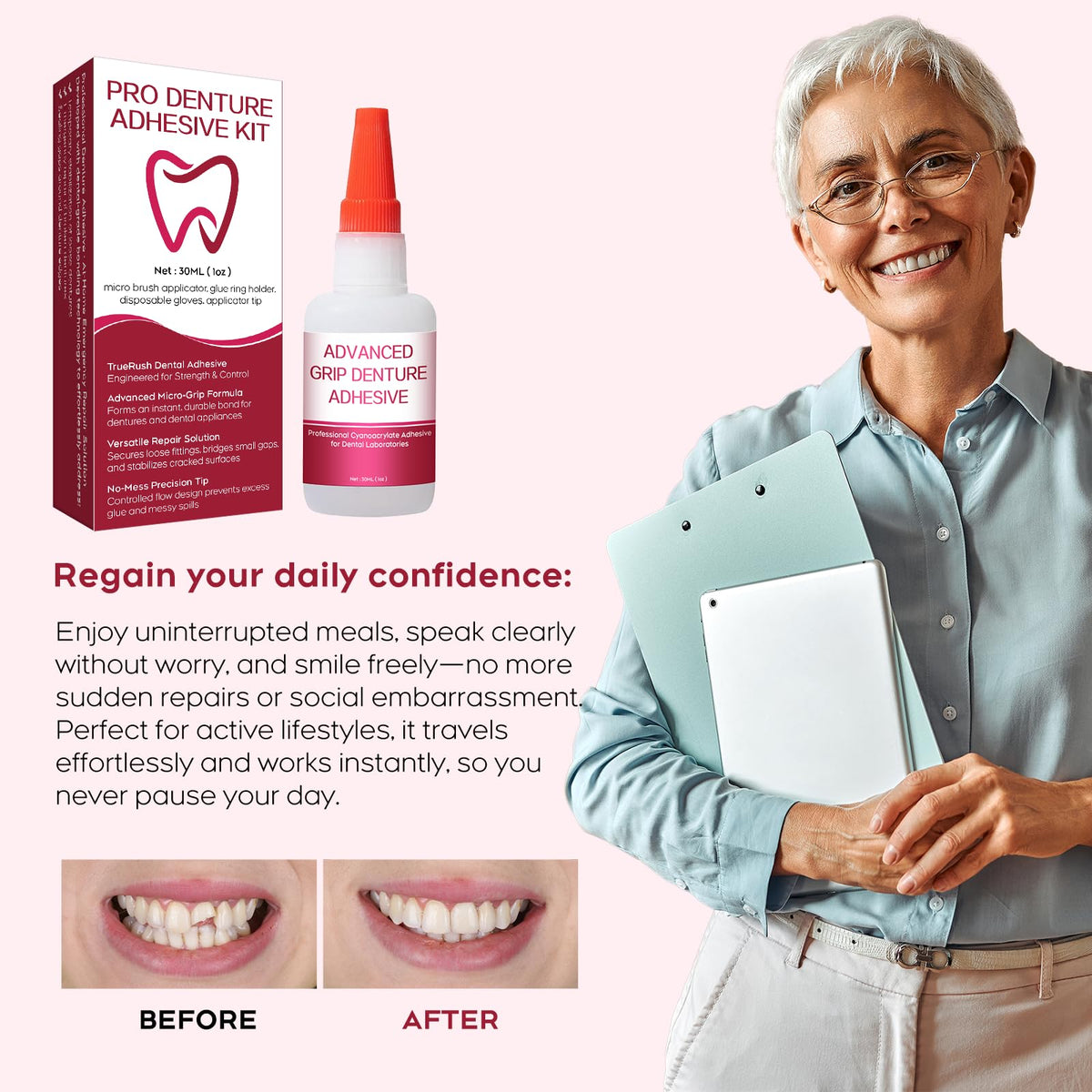 Fast-Setting Denture Repair Glue 1oz X34558