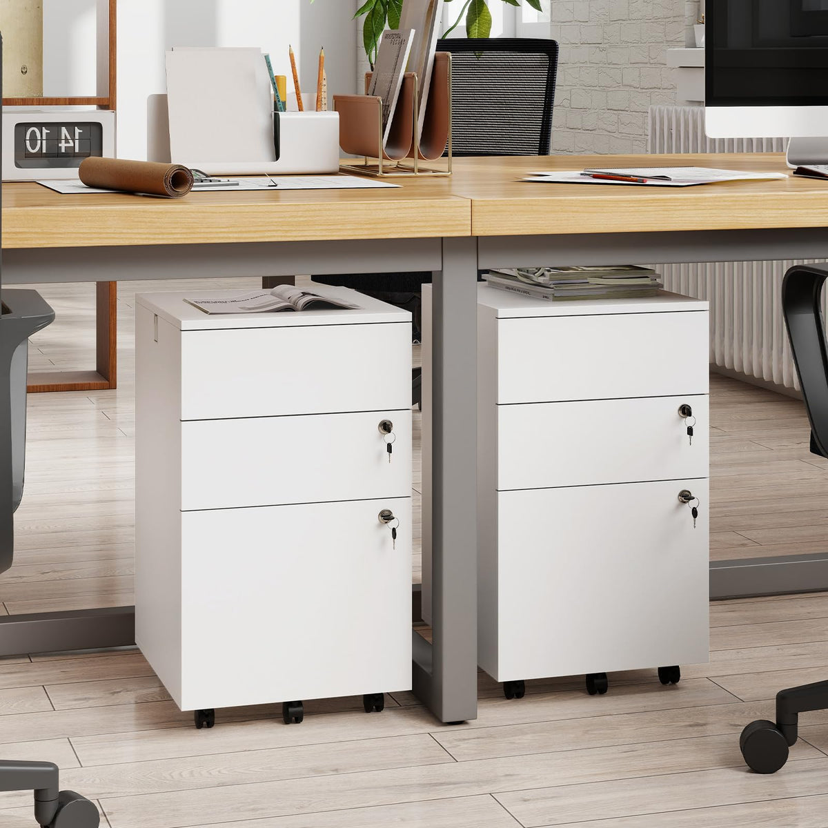 White 3 Drawer File Cabinet with Lock O83307