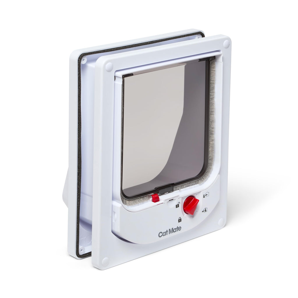 Electromagnetic 4-Way-Locking Cat Flap with 2 Collar Keys White P282642