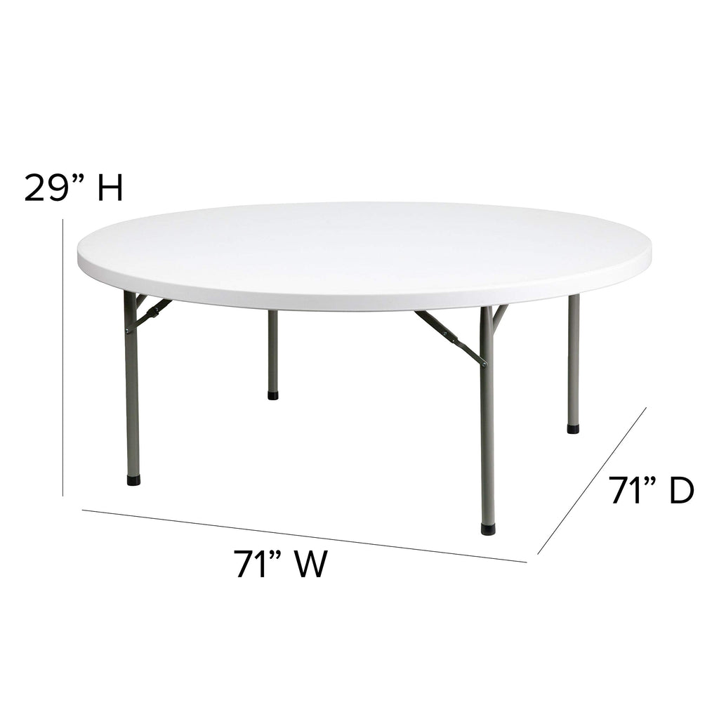 6-Foot Round Granite White Plastic Folding Table G36700