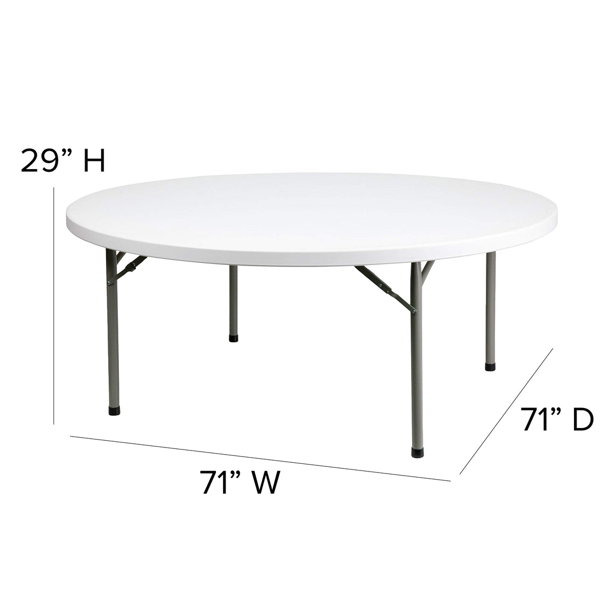 6-Foot Round Granite White Plastic Folding Table G36700