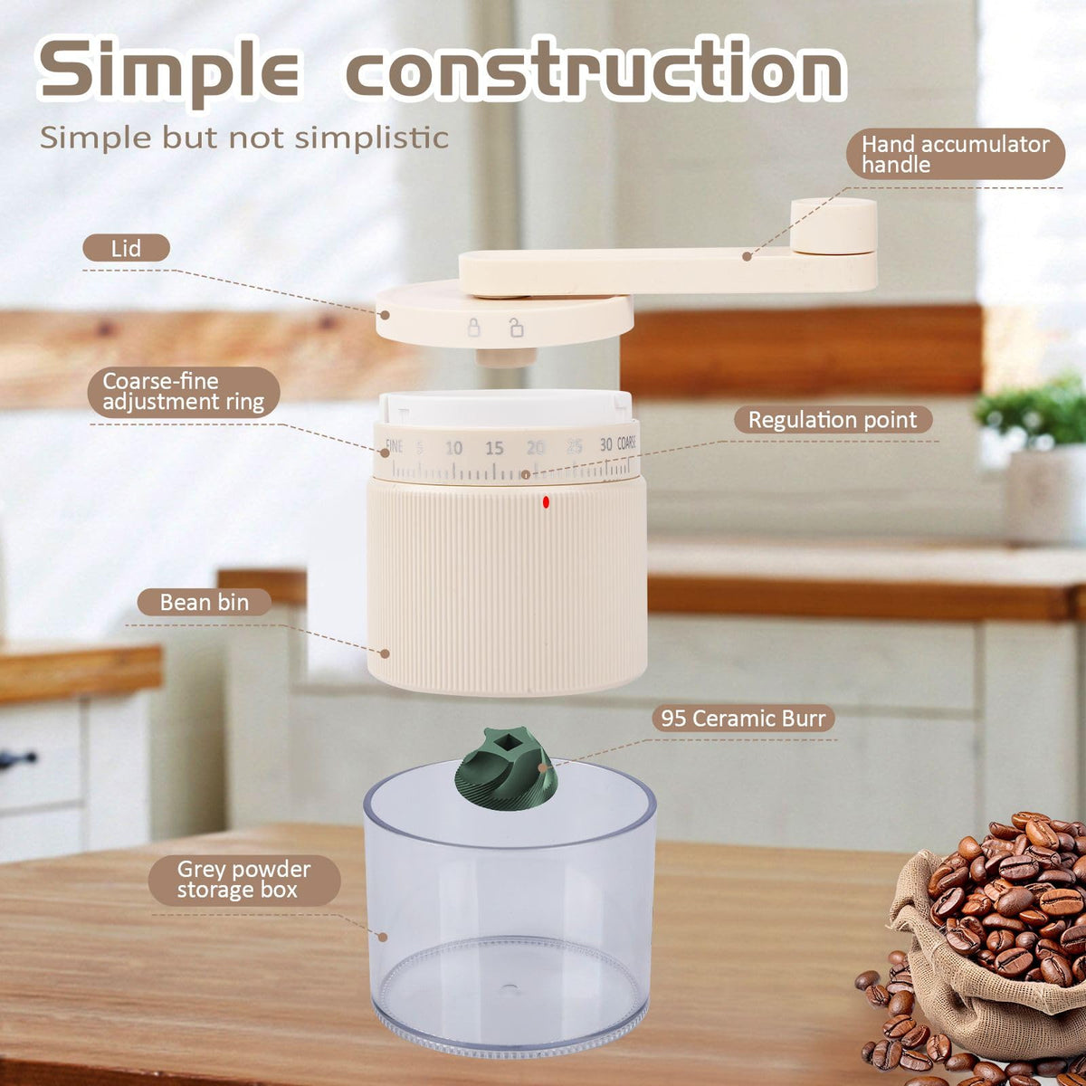 Manual Coffee Grinder with Ceramic Conical Burr S8610