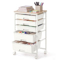 White 5 Drawers Rolling Cart Z142