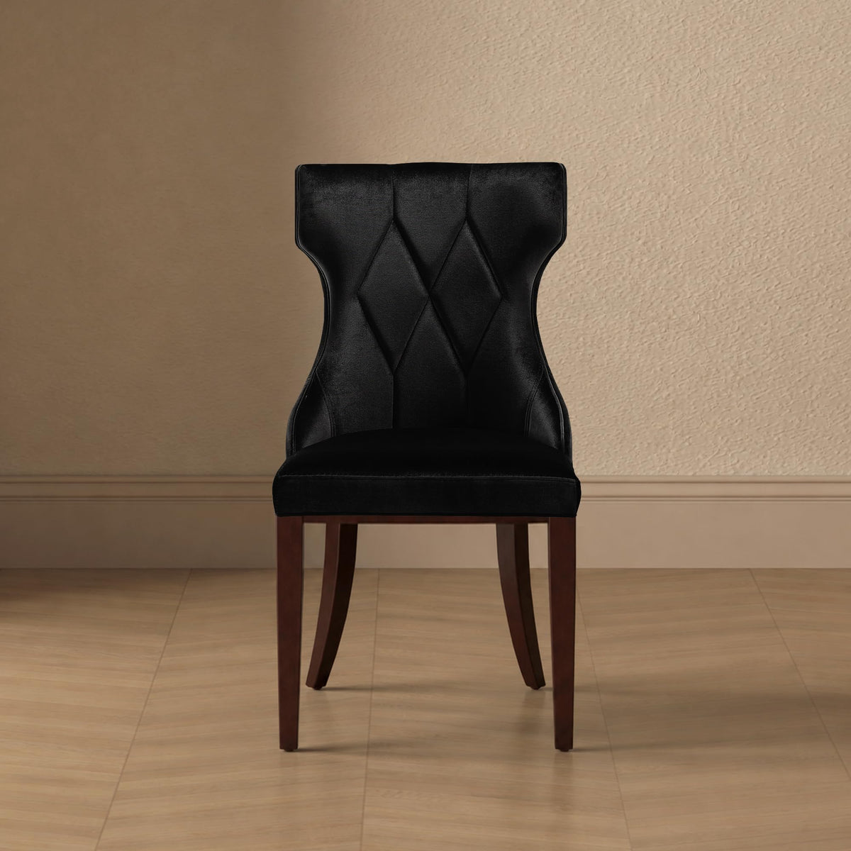 Black Upholstered Dining Chairs Set of 2 Beech Wood X6823