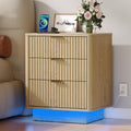 Natural 3 Drawer Nightstand with Charging Station E482451