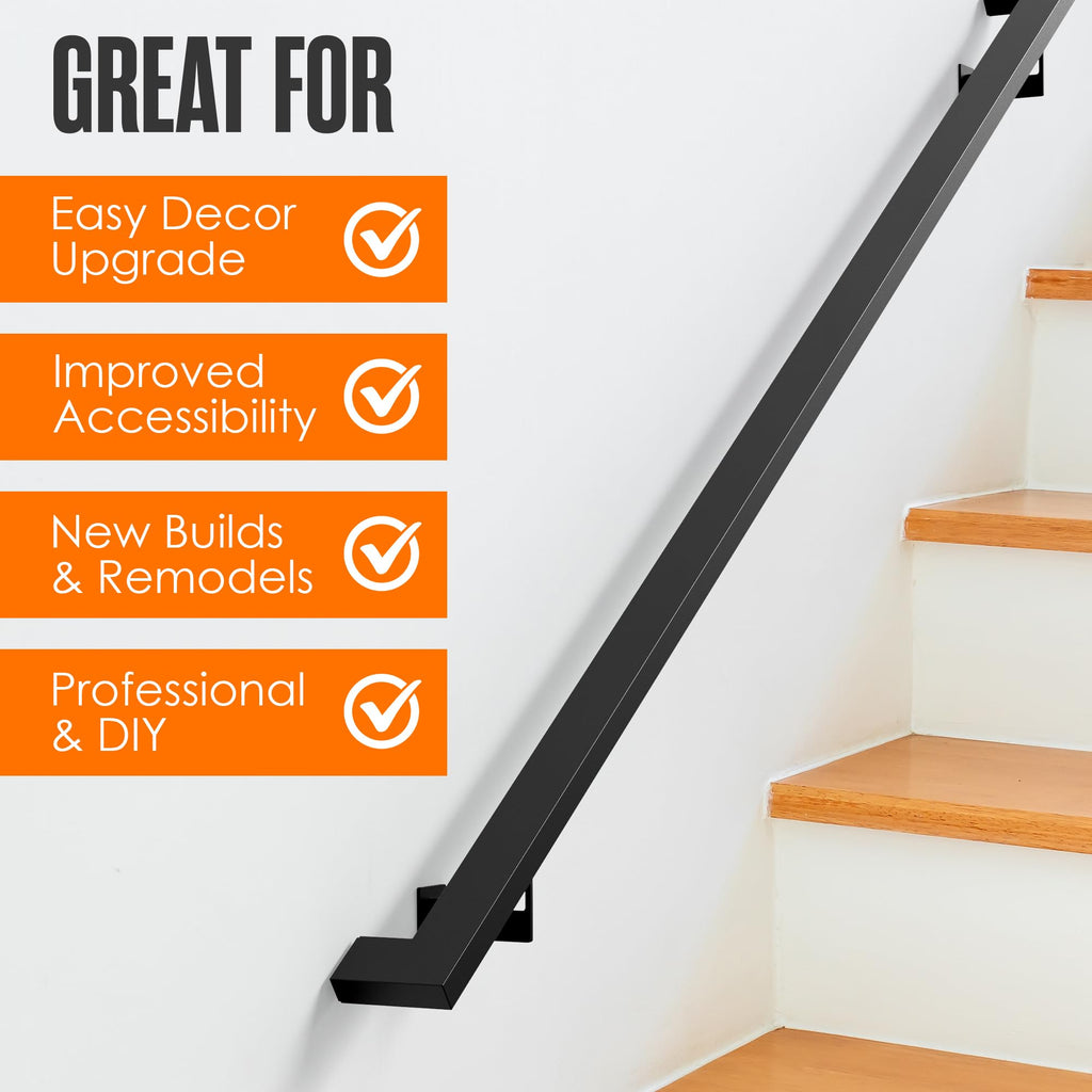 Black 6FT Aluminum Handrail T615296