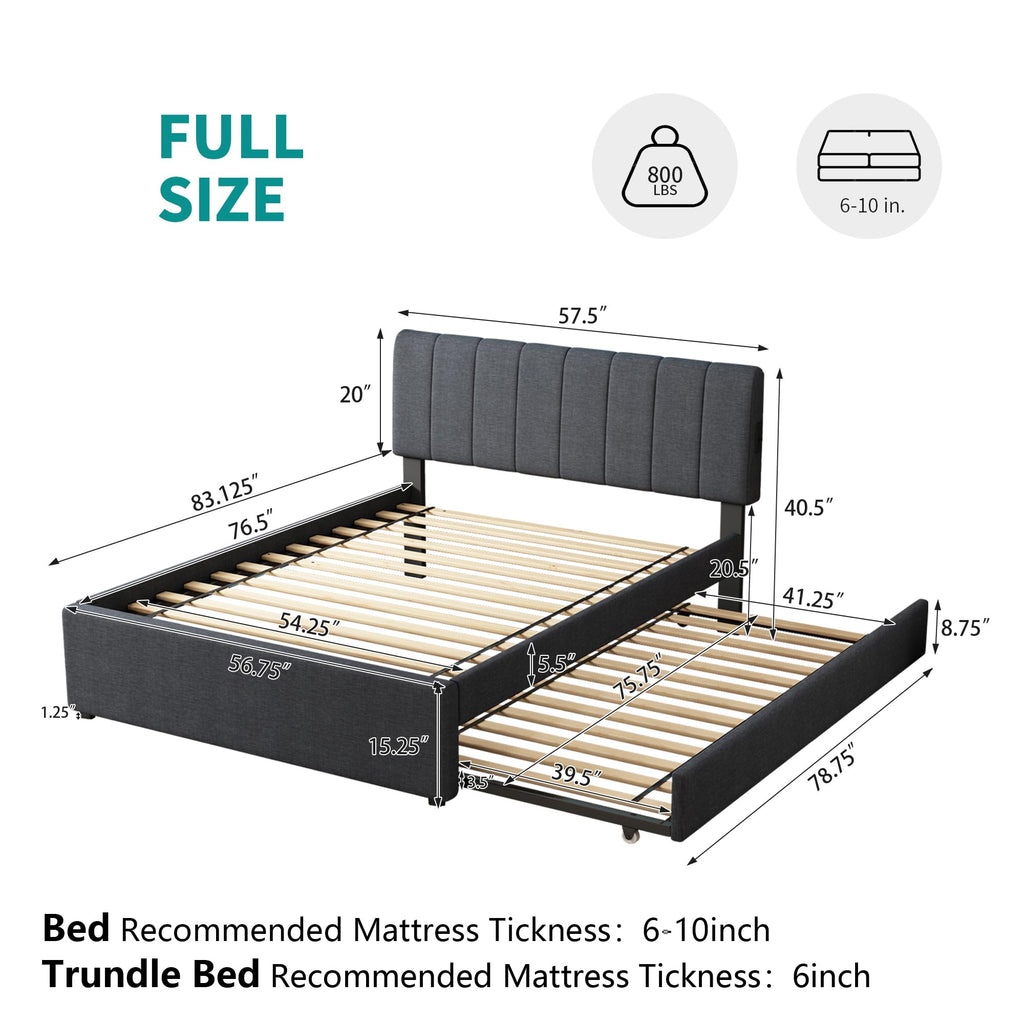 Full Size Upholstered Platform Bed with Trundle U56179