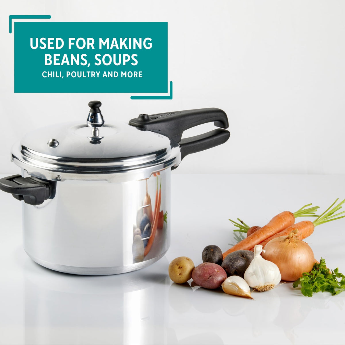 Polished Aluminum 8-Quart Pressure Cooker U6417