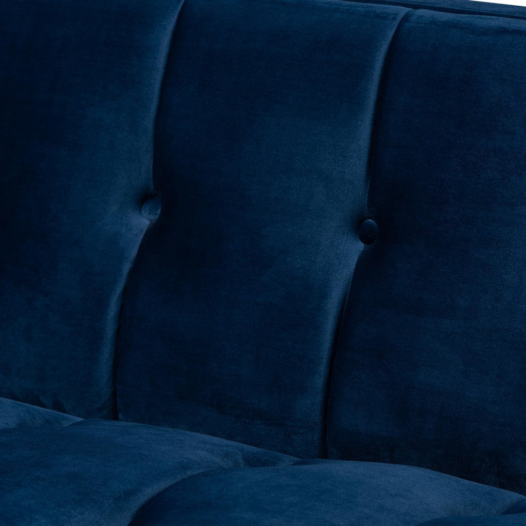 Navy Blue Velvet Button Tufted Gold Sofa B6751