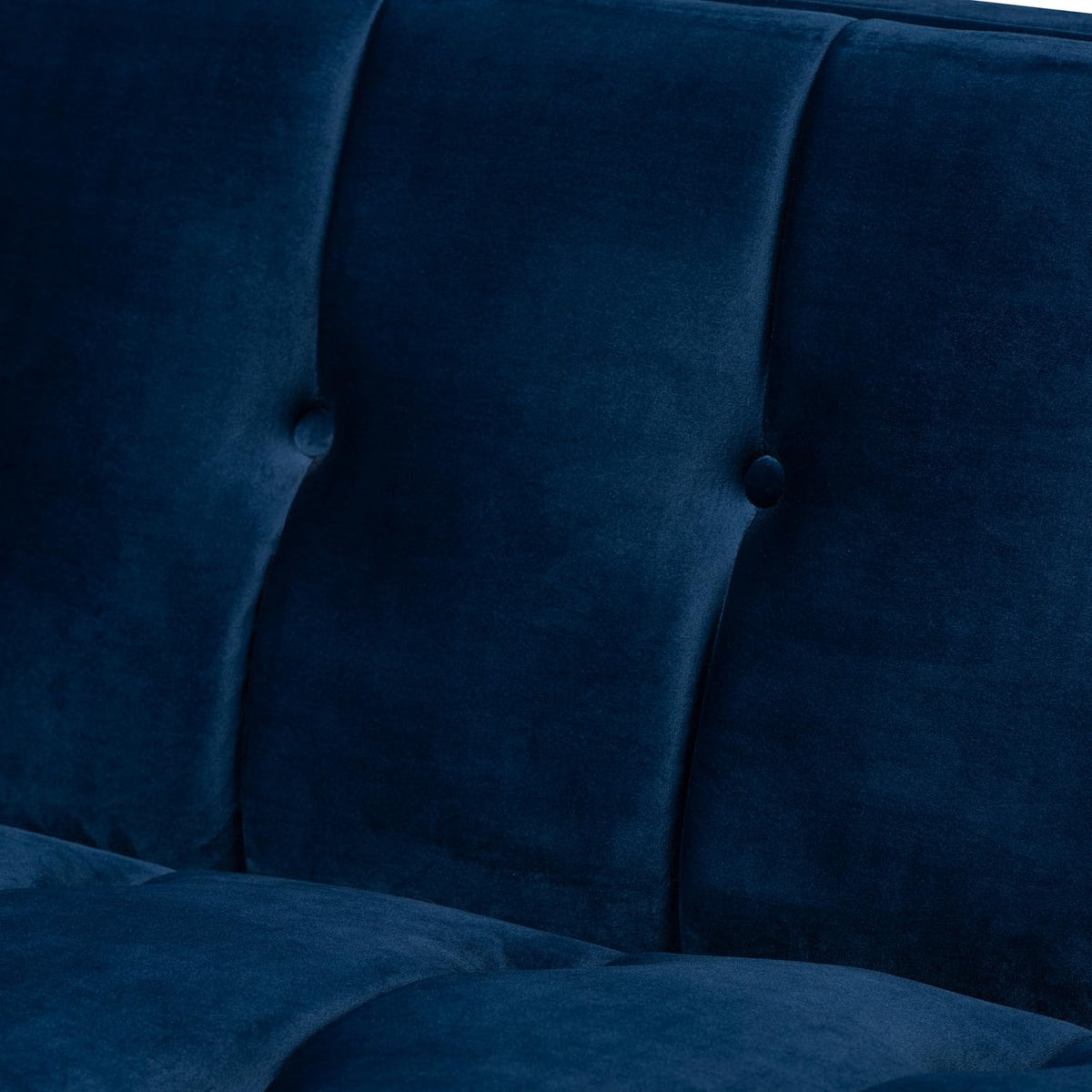 Navy Blue Velvet Button Tufted Gold Sofa B6751