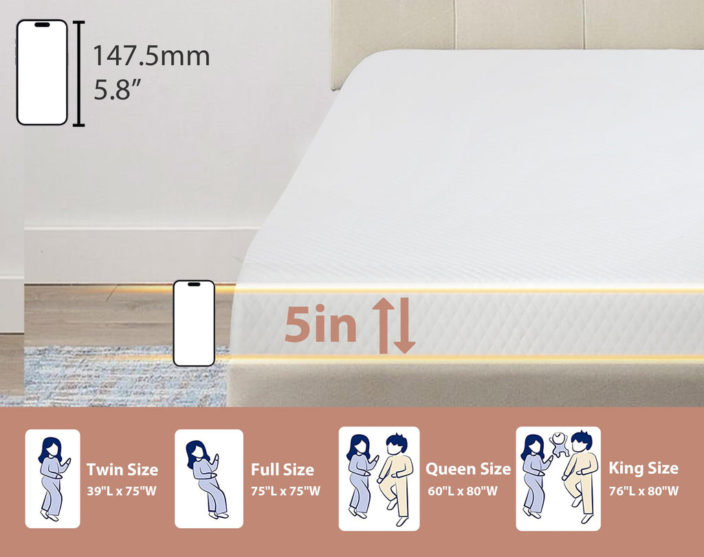 5 Inch Gel Memory Foam Twin Mattress O6729