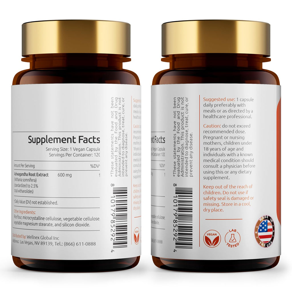 Ashwagandha Root Extract 600mg 120 Capsules W294118