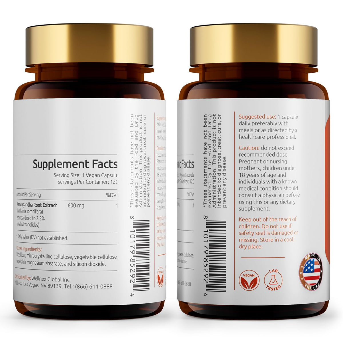 Ashwagandha Root Extract 600mg 120 Capsules W294118