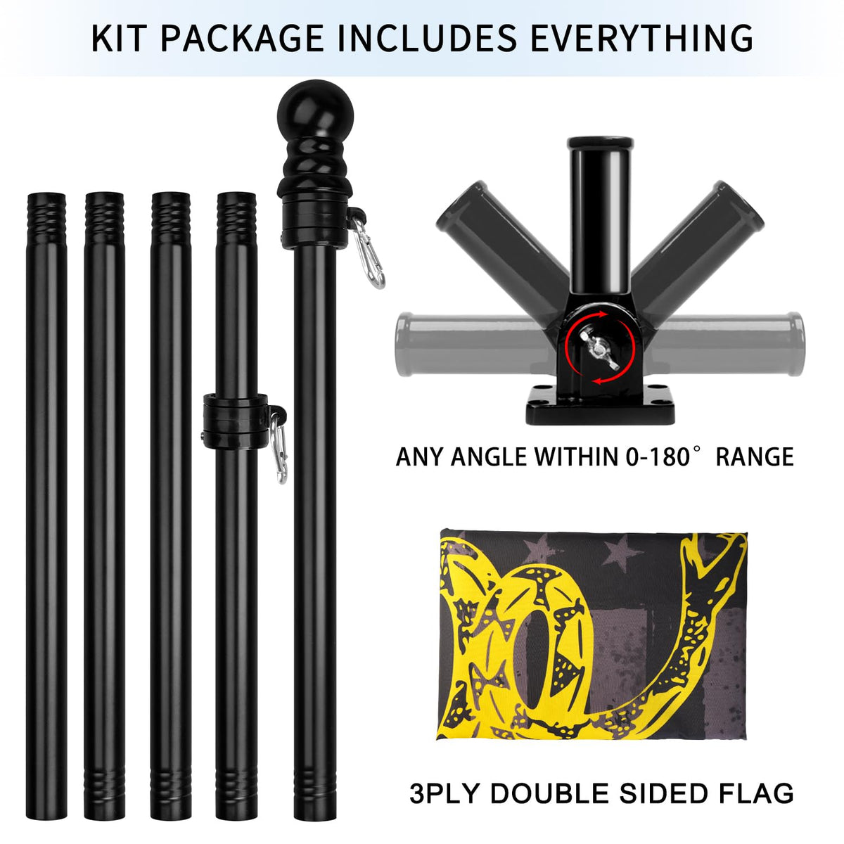 6ft Stainless Steel Spinning Flag Pole with 3x5 ft Double Sided Flag J80429