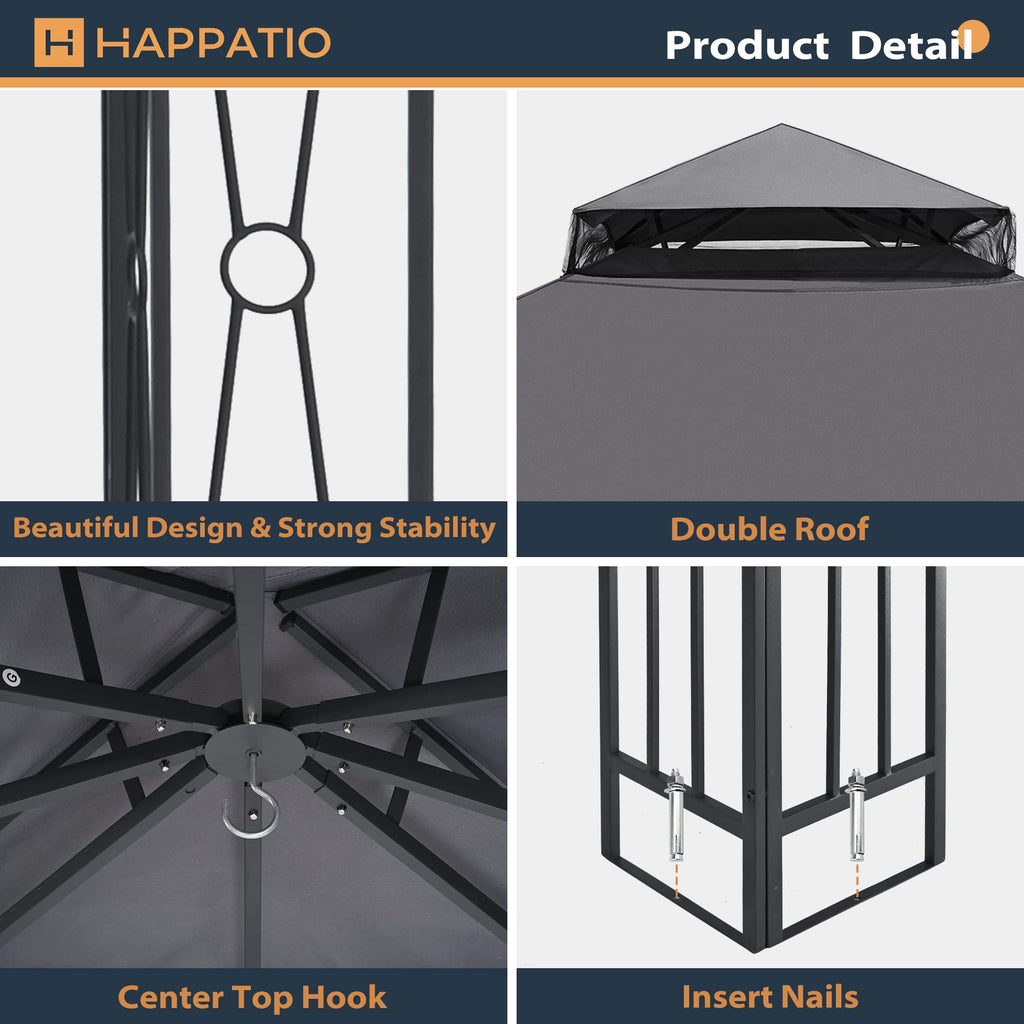 10' X 12' Outdoor Patio Gazebo with Double Roof and Mosquito Netting K90092