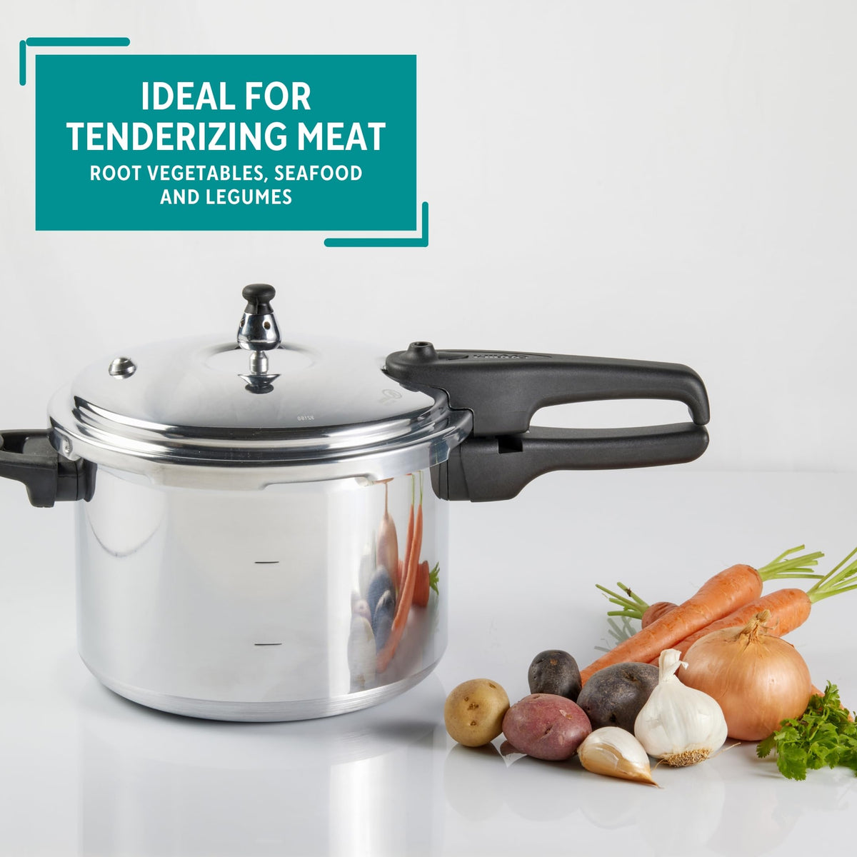 Polished Aluminum 8-Quart Pressure Cooker U6417