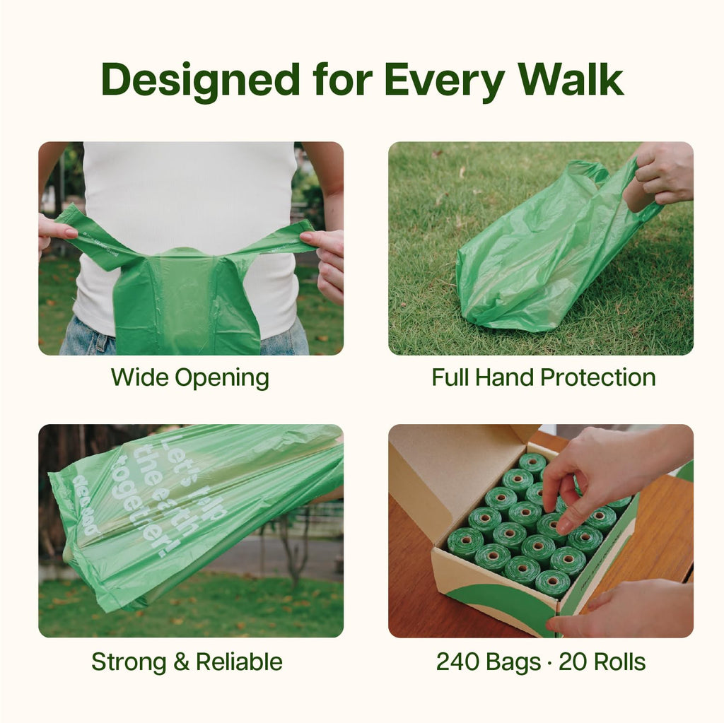 Dog Poop Bags with Handles, Large Size, 240 Bags, Unscented O718981
