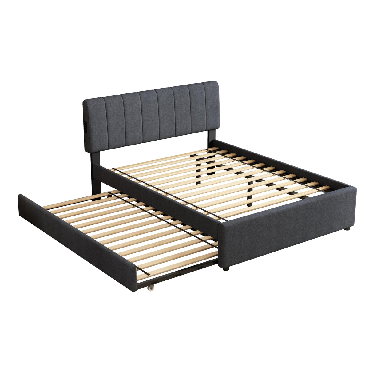 Full Size Upholstered Platform Bed with Trundle U56179