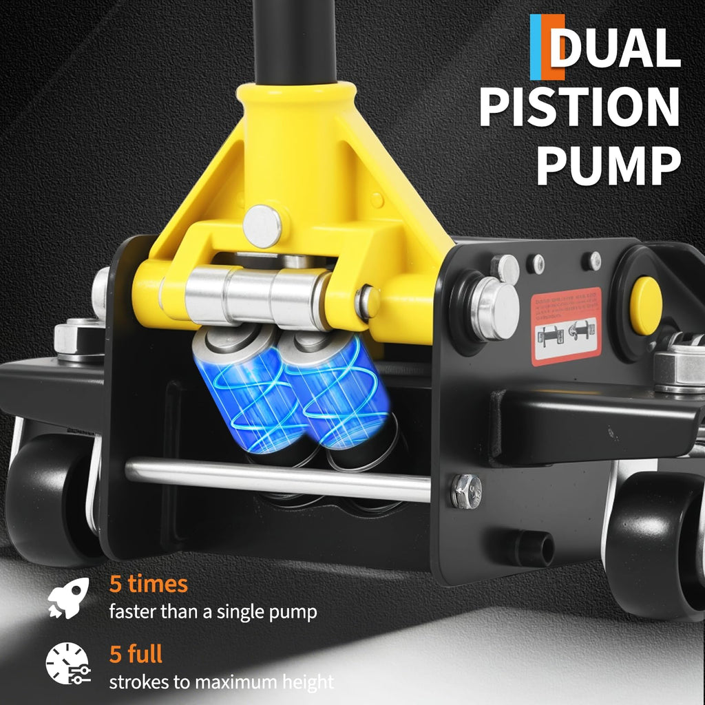 3 Ton Hydraulic Floor Jack Heavy Duty Steel Dual Piston Quick Lift Pump E3303